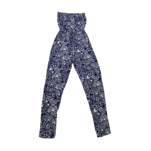 Lilly Pulitzer jumpsuit women’s size XS blue & white fish pattern strapless - Picture 2 of 8